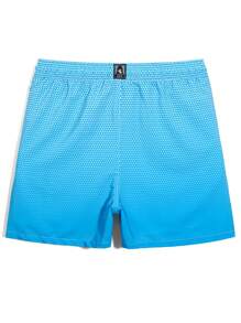 Manfinity Men's Geometric Print Drawstring Waist Beach Shorts Men Swimsuit Shorts Blue And White Swim Trunks Turquoise Swim Trunks - Blue - View 2