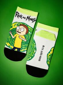 Rick and Morty X SHEIN 4 Pairs Soft Breathable Moisture-Wicking Women Short Socks, Reinforced Toe & Heel For Durability, Suitable For Spring, Summer, Autumn, Winter, Black & Blue Unisex Socks - Multicolor - View 10