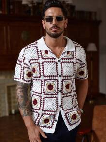 Manfinity Homme Áo len dệt kim cổ polo cài nút đi biển cho nam - Nhiều màu - Xem 5