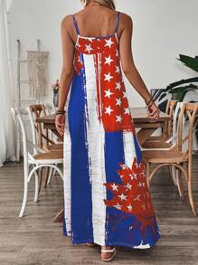 EMERY ROSE Vestido informal sin mangas con estampado de bandera estadounidense para mujer, de verano