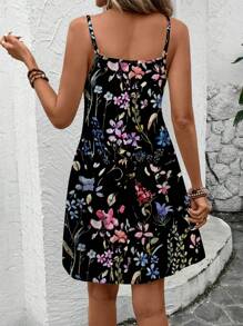 SHEIN LUNE Robe débardeur en tricot à imprimé floral casual pour femmes, convient pour les vacances d'été