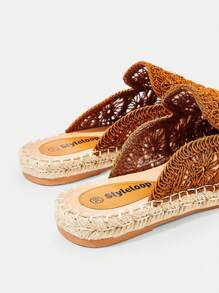 Styleloop Vacation Casual Weaved Backless Flat Shoes - Brown - View 5