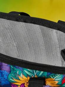 Frida Kahlo X SHEIN Bolsa térmica para el almuerzo con diseño floral de artista, mantiene la comida caliente o fría, bolsa de picnic, gran capacidad, puede contener cajas de almuerzo y bebidas, adecuada para picnics, camping, viajes, uso doméstico, adecuada para familias, niños y estudiantes, flores, artístico, elegante