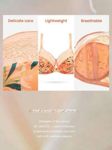 LUVLETTE Plus Woman Breezy Comfort Lingerie Full Coverage Support&Breathable Underwire Sexy Unlined Lace Elegance Minimizer Bra