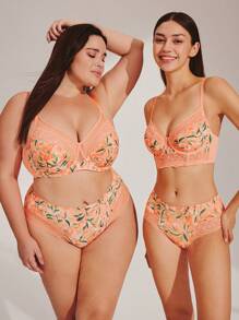 LUVLETTE Plus Woman Breezy Comfort Lingerie Full Coverage Support&Breathable Underwire Sexy Unlined Lace Elegance Minimizer Bra