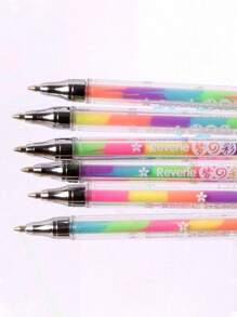 SHEIN 3/6 Pieces/Lot Brand New 6-Color Highlighter Pen Stationery Cute Design Ink 6-Color Highlighter Marker Pen Stationery Tip Pen Colorful Writing Supplies