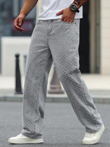 Manfinity Homme Lässige Herren Jeans mit weitem Bein und Taschen, lockere Passform & vielseitig einsetzbar - Hellgrau - Übersicht 5