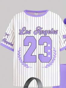 SHEIN Leap Crew 2 件套青少年女孩休闲简约短袖 T 恤和短裤套装，适合夏季 - 彩色 - 查看 4