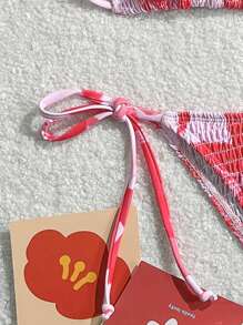 Swim Mod 女士休闲度假沙滩露背紧身性感两件套泳衣 - 粉色 - 查看 5