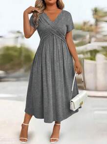 Chiquease Elegantes Damen Twist-Strickkleid, Lässig, A-Linie, schmeichelhaft, schlankheitsfördernd