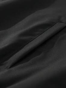 Manfinity Homme Jaqueta Casual de Beisebol com Zíper e Manga Longa Listrada, Plus Size, Outono - Preto - Visão 3