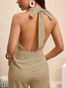 BY FELIZIA Elegant weiter Jumpsuit mit Rückenfrei-Kreuzträger in Unifarbe