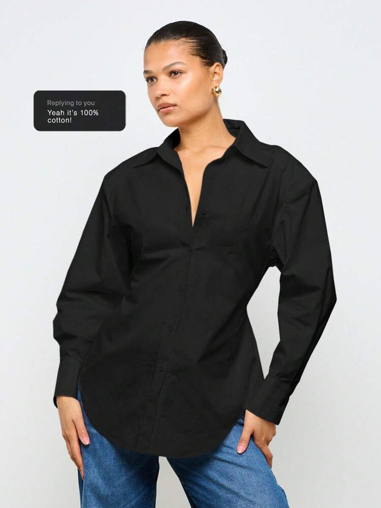 Classic Shoulder Pad Button Down Office Blouse