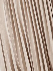 Teen Girls' Summer Casual Solid Color Pleated Hem Mini Dress - Brown - View 4