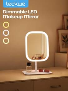 Specchio per il trucco a LED, specchio per il trucco con luce, specchio per il trucco con 3 modalità di luce, controllo touch, supporto portatile e specchio compatto pieghevole, specchio per il trucco con luce da viaggio, specchio cosmetico per il trucco con luce, batteria ricaricabile, specchio per il trucco a LED portatile, regalo di Natale per le donne