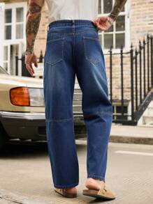 Manfinity Homme 男士休闲百搭水洗牛仔裤 - 中等水洗藍 - 查看 2