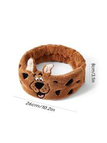 SCOOBY-DOO X SHEIN 1 件吸水毛绒头带，3D 小狗耳朵设计，可爱有趣，可用于洗脸/洗头和皮肤护理，不束缚 - 棕色 - 查看 3