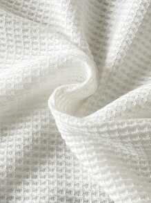 SHEIN 2 件装男婴/0-3 岁宝宝春夏休闲日常绅士风 Polo 领撞色华夫格 Polo 衫 + 短裤套装，婴儿春夏服装，黑/白/灰中性色，百搭