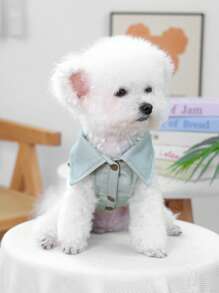 PETSIN 1pc Universal Pet Dog "Mama's Bestie" Cute & Fashion Embroidery Pattern Casual Pullover Jacket, Leash Attachable - Blue - View 6