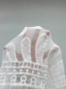 Swim Vcay 女士度假花卉印花露肩透视和服罩衫 - 白色 - 查看 7