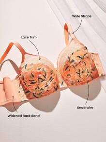 LUVLETTE Plus Woman Breezy Comfort Lingerie Full Coverage Support&Breathable Underwire Sexy Unlined Lace Elegance Minimizer Bra