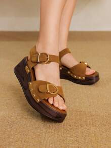 Styleloop 女士休闲坡跟厚底帆布凉鞋穆勒凉鞋，厚底，轻便，适合婚礼、派对、郊游、工作、旅行