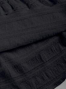 Sweetra Tall Falda de volantes de múltiples capas dulce, de cintura alta para mujeres altas, para primavera/verano - Negro - Ver 3