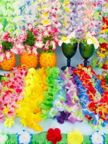 10/20/30/50 Stücke Hawaii Blumenketten Halskette, bunte tropische Blumengirlande, Hawaii Blumenkränze für Hawaii-Themen Party, Strand Luau Party Zubehör, Weihnachten, Party Dekoration, Party Accessoires (zufällige Farbe)