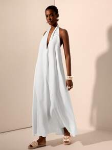 Zivah Váy hở lưng cổ chữ V sâu họa tiết màu trắng mới mùa xuân/hè 2025, phù hợp cho các lễ hội âm nhạc, lễ Phục sinh, ngày lễ Thánh Patrick, phương Tây, du mục, sinh nhật, tốt nghiệp, trường học, trang phục hàng ngày, thường ngày, kỳ nghỉ, du lịch du thuyền, bãi biển, tắm nắng, lan truyền, trang phục đường phố, khách dự tiệc cưới theo phong cách Bohemian, đi làm, ăn trưa, sân bay - trắng - Xem 3