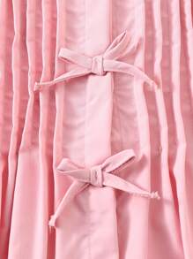 SHEIN Playful Pals Conjunto de 2 piezas de top sin mangas con pliegues y detalle de lazo, y pantalones de pierna ancha, en color liso, de estilo casual y moderno, adecuado para salidas de primavera/verano, vacaciones y uso diario.