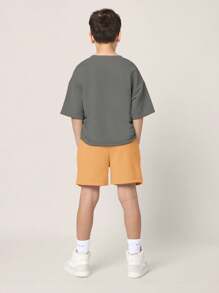 SUMWON Oversized Logo-Buchstabendruck, Streetwear, Sommer, Jugendmode, lässig, kurzärmlig, Rundhalsausschnitt, bequem, Lässig, Koordinaten, Alltag, Schule