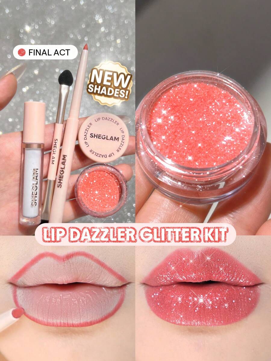 SHEGLAM Lip Dazzler 唇部閃粉套裝-Final Act 品牌 美容 化妝 化妝品 適合女性與女孩 完美搭配夏季春季 Y2K 時尚 流行 生日 母親節禮物 假期 派對準備就緒 最佳顏色 - Final Act - 查看 1