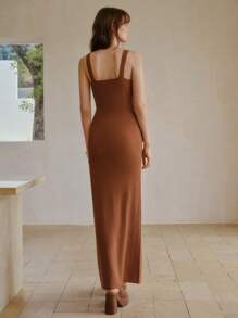 MOTF PREMIUM APPLIQUES SLIM FIT SWEATER DRESS - Brown - View 3