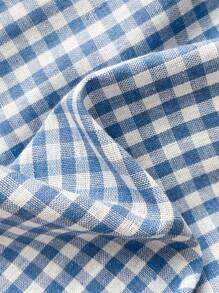 SHEIN Clasi 女士优雅吊带背心，收腰，不对称下摆，正面纽扣装饰上衣和格子松紧腰短裤 2 件套，适合夏季