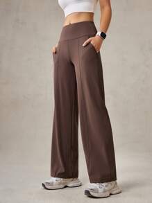 OutZeal Pantaloni a vita alta in maglia, con tasche laterali, gamba dritta, adatti per uso casual quotidiano, freddi al tatto