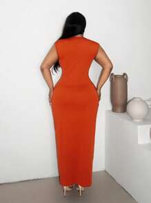 Maweii オレンジ色の大きいサイズセクシーでエレガントなバケーションドレス - オレンジ - チェックする 2