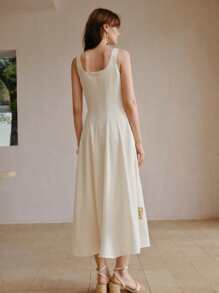 MOTF PREMIUM Vestido evasé con cuello cuadrado, ajuste en la cintura y estampado floral