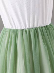 SHEIN Glamorique Kids Ärmeloses Mädchen Netz-Mesh Kleid, geeignet für Party, Zusammenkünfte, Alltagsmode, präsentiert einen frischen & eleganten Stil - Grün - Übersicht 6