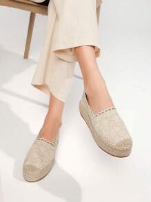 Solezae 女士时尚手工网眼黄麻鞋底轻便舒适复古风格帆布鞋，厚底，带缝线细节