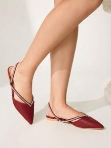 CUCCOO HITCHD White Crystals Strappy Pointed Toe Flat Ballet Shoes, Elegant Commute Casual Holiday Party Valentine's Date Wedding