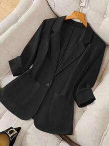 Regalyn Blazer informal de talla grande para mujer, de color liso y delgado, para oficina