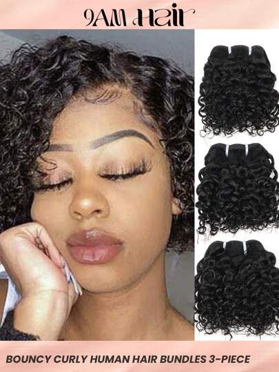 杰瑞卷发束带扣巴西真人发束 3 件套 6 英寸接发自然色