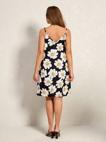 SHEIN LUNE Vestito con scollo a V e stampa a margherite intrecciata per donne con taglie curvy - Multicolore - Visualizzare 7