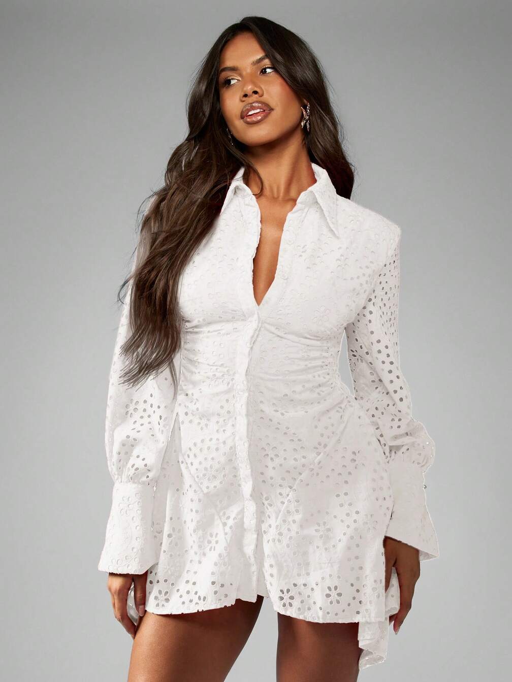 broderie anglaise mini dress Holiday Tease White Frill Dress