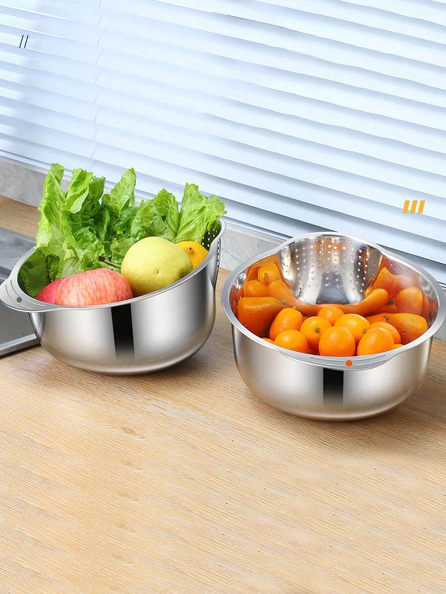 1PC Giỏ đựng rau bằng thép không gỉ để rửa bát và rửa nhà bếp - Xám - Xem 1