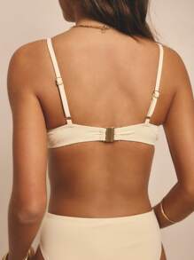 Aralina Bộ đồ bơi hai mảnh cạp cao cho nữ kèm túi bơi màu vàng bơ hoàn hảo cho trang phục đi biển và trang phục mùa hè - Màu vàng - Xem 4