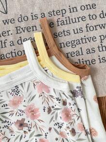 3 Stück/Set Ditsy Blumen Neugeborene Baby Mädchen Lässig Slip Kleid & Hauskleidung Set Mädchen Kleidung Set Teenager Mädchen Shirts Regenbogen Sommer Sets Pride Neugeborene Baby Mädchen Kleidung Sommer