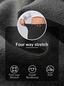 Flexra Plus Size Women Elastic Casual Straight Leg Capri Jeans - Dark Grey - View 8
