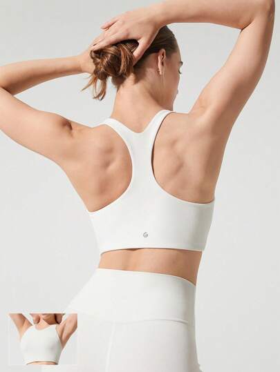 GLOWMODE FeatherFit™ Sutiã Esportivo Cava Larga com Alças Removíveis e Gola Alta, Baixo Impacto, para Yoga, Pilates, Barre, Uso Diário e Casual