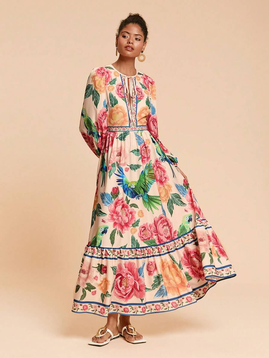 Travachic 女式花卉印花连衣裙、休闲度假装、度假风格、编织图案印花、女士休闲夏季度假装、波西米亚海滩度假装、波西米亚风时尚、节日装、女士沙滩装、女士夏季装、毕业装、女士生日装、海滩必备品、女士机场装、7 月 4 日女士装、俱乐部装、女士乡村装、茶会礼服、生日礼服、夏季太阳裙、女士夏季礼服、欧洲夏季、波西米亚风女装 - 彩色 - 查看 1